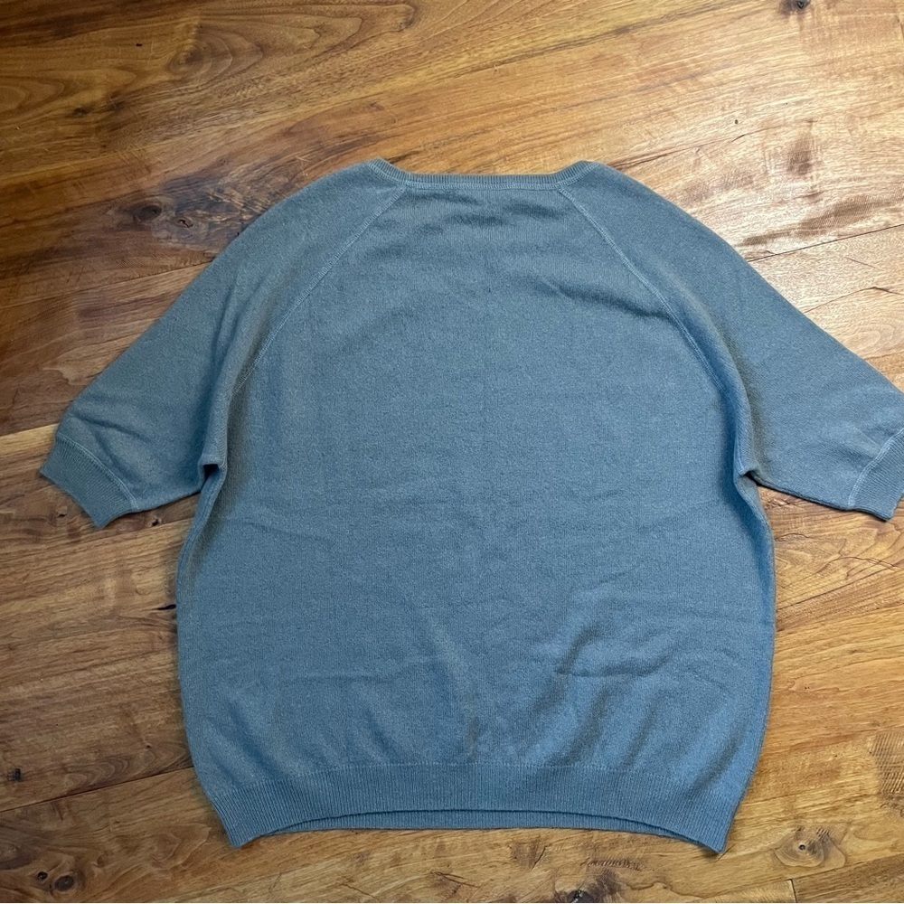 Autumn Cashmere Taupe Gray Cashmere Crew Neck Short Sleeve T Shirt Sweater - Picture 4 of 9